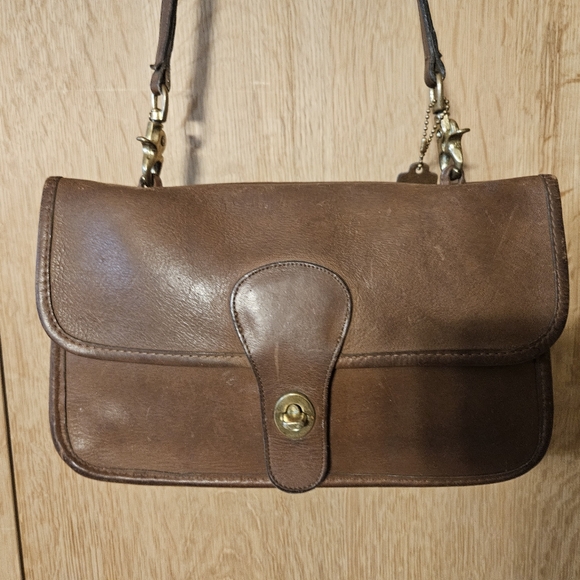 Coach Vintage Twin Clutch Brown Leather Shoulder Bag - Picture 1 of 16